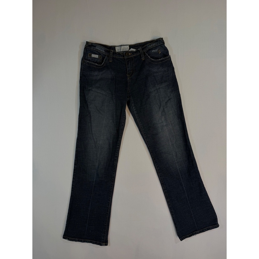 Baby Phat Womens Dark Wash Straight Leg Jeans Embroidered Cat Logo Size 11